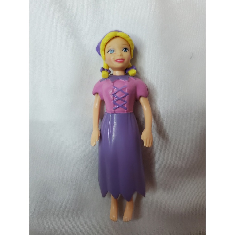 Vintage Purple Dress Girl Dollhouse Miniature Figure Toy